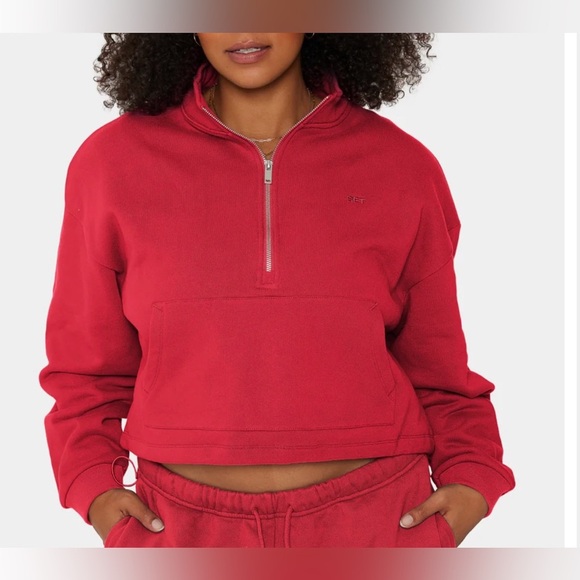 SET ACTIVE-HALF ZIP sweatshirt-Spicy red-XS-NWT - Picture 7 of 7